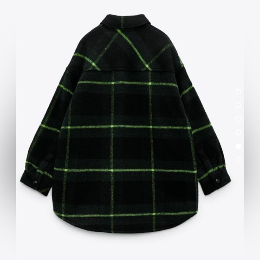 Zara Tartan PLAID PADDED OVERSHIRT lined wool Shacket Small - Picture 6 of 11
